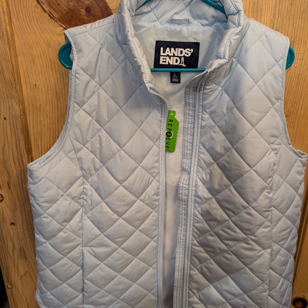 Lands' End White Quilted Vest